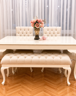 Elegant Teak Wood 6 Seater Dining Set with Bench (Beige Finish)