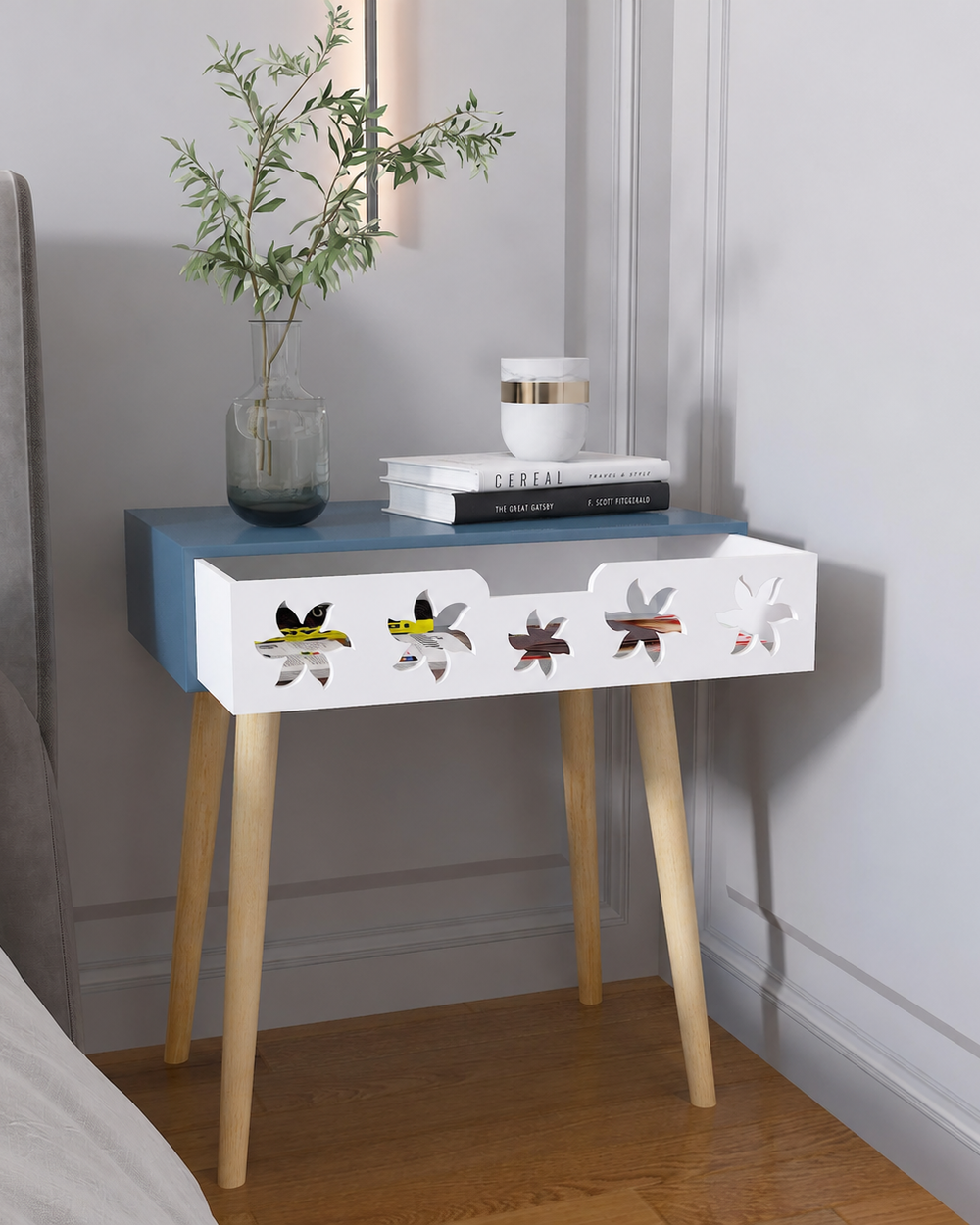 Estrella Wooden Bedside Table With Storage Drawer Nightstand