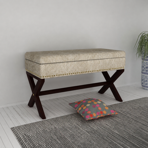 Bloomart Magazine Rectangular Shape Solid Wood Bench with Storage in Ottoman Style for Entryway or Living Room