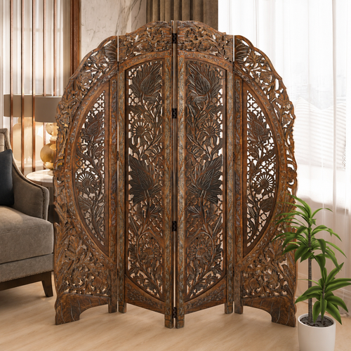 Wooden Partition Screen Room Divider In 4 Panel