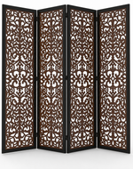 Handcrafted 4 Panel Wooden Room Partition & Room Divider (Dark Brown)