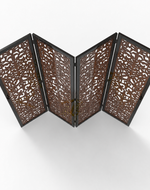 Handcrafted 4 Panel Wooden Room Partition & Room Divider (Dark Brown)