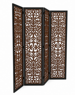 Handcrafted 4 Panel Wooden Room Partition & Room Divider (Dark Brown)