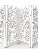 Low Height Solid Wood Room Divider Separator Wooden Partition 4 Panel ( Antique White )