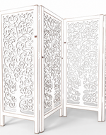 Low Height Solid Wood Room Divider Separator Wooden Partition 4 Panel ( Antique White )