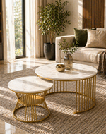 Bloomart Stylish Look Round Wrought Iron Coffee Table Set of 2