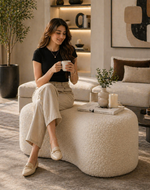 Bloomart Wnzzy Stylish Soft Boucle Upholstery Entryway Shoe Changing Stool Bench Ottoman