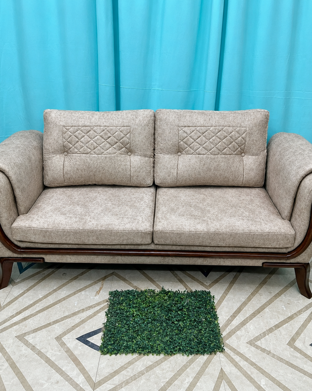 Wooden Cozy Design 3 Seater Sofa Comfort for Backrest (BROWN)