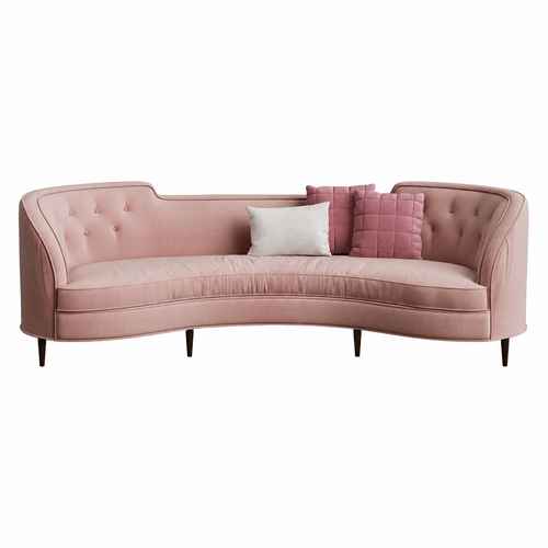 Modern Vintage Encompass Tufted Tropez 3 Seater Sofa with Four Cushion (Pink)