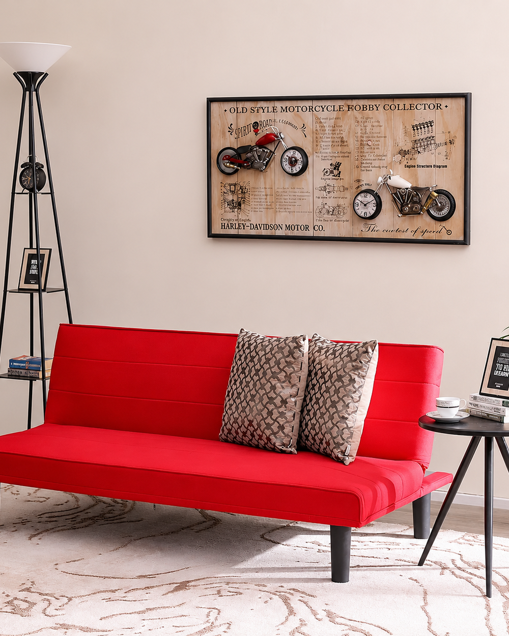Penny 3 Seater Sofa Cum Bed for Living Room (Walnut Legs)