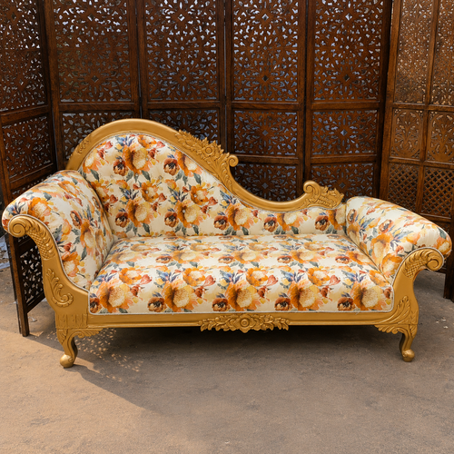 Teak Wood Handcrafted Deewan Chaise Lounge