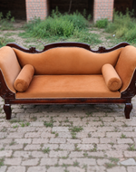Wooden Handicraft Couch for Living Room in Stylish Look Chaise Lounge (Brown Walnut)