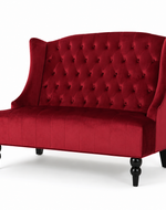 Bloomart Aerona Soft Velvet Upholstery Button Tufted Modern Bench With Teak Wood Legs (Maroon)