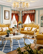 Bloomart Royal Antique Golden and White Carved Sofa Set