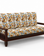 Bloomart  Wooden Teak Wood 5 Seater Sofa Set with Side Magazine Storage (3+1+1 And Coffee Table, Walnut Finish)