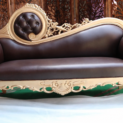 Hand Carved Canapé Teak Wood Victorian Style Sofa Couch