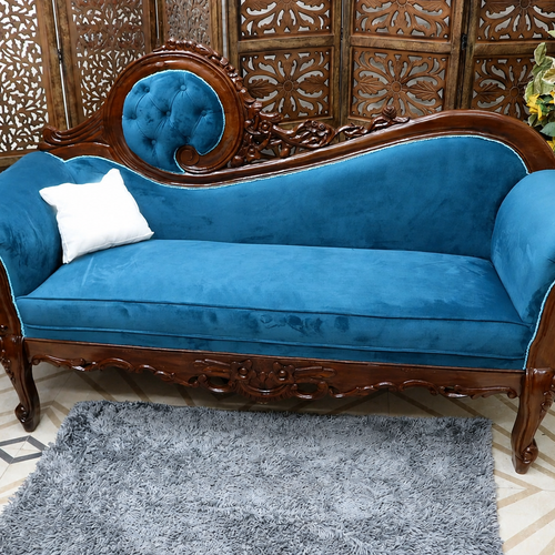 Hand Carved Canapé Teak Wood Victorian Style Sofa Couch
