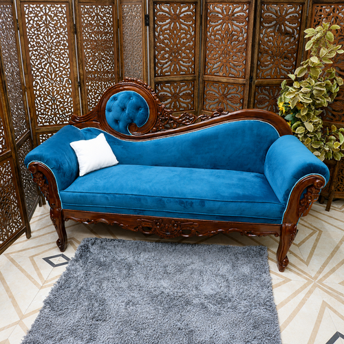 Hand Carved Canapé Teak Wood Victorian Style Sofa Couch