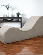 Modern Armless Wooden Chaise Lounge for Lounging, Yoga, and Stretching ( Beige )