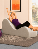 Modern Armless Wooden Chaise Lounge for Lounging, Yoga, and Stretching ( Beige )