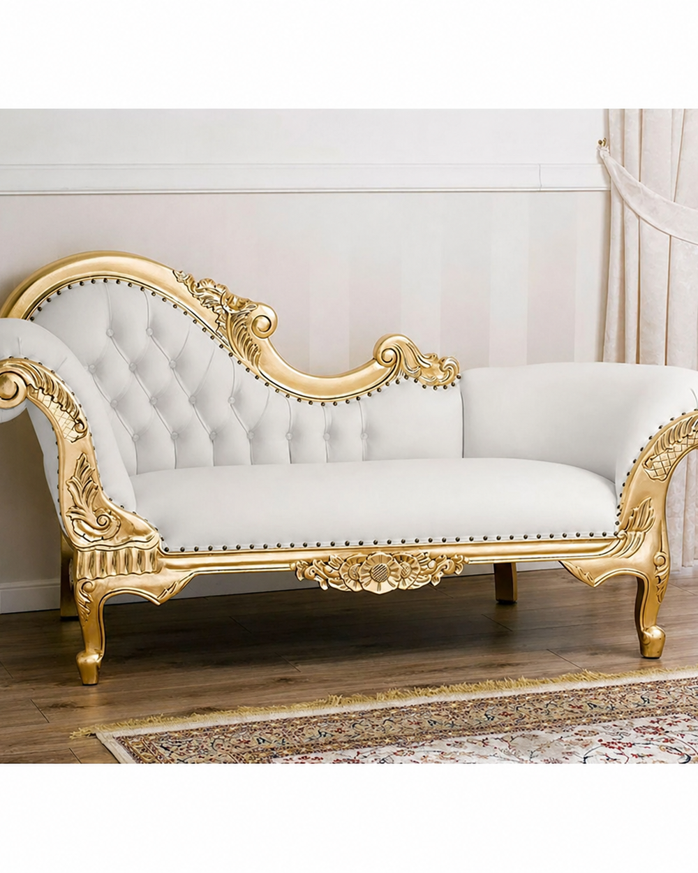 Hand Carved French Baroque Style Gold Leaf White Crystal Sw Buttons