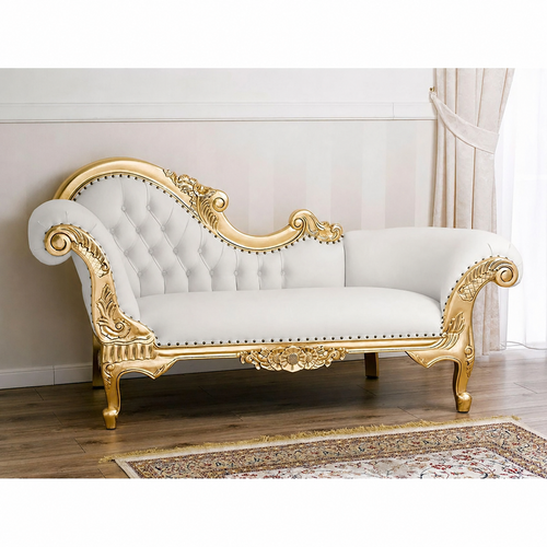 Hand Carved French Baroque Style Gold Leaf White Crystal Sw Buttons