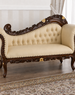 Hand Carved Barock Stil Chaise Longue Sofa Champagner Crystal (Teak Wood)