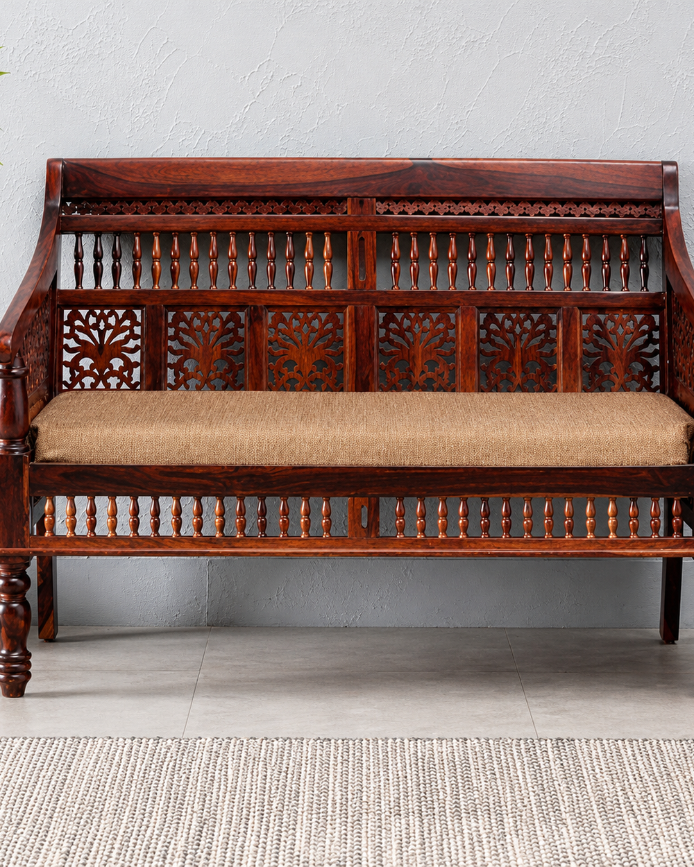 Wooden Intricate Motif Designs Couches (2 Seater Sofa)