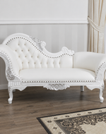 Magnificent Teak Wood Handcrafted Deewan Chaise Lounge (White Silver)