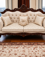 Bloomart Handmade Royal Antique Golden Finish Carved Sofa (3 Seater)