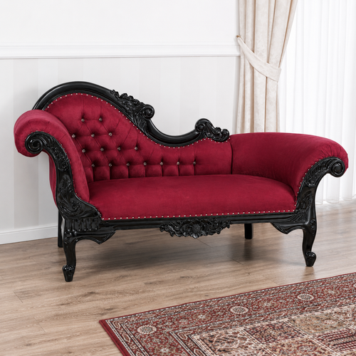 Modish Teak Wood Handcrafted Deewan Chaise Lounge (Black Finish Couch)