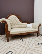 Lush Teak Wood Handcrafted Deewan Chaise Lounge