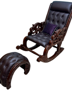 Graceful Hand Carved Rocking Chair with Foot Rest