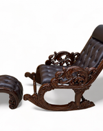 Graceful Hand Carved Rocking Chair with Foot Rest