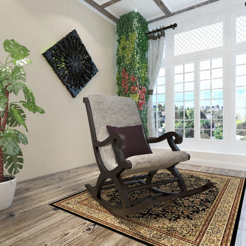 Bloomart Solid Wood Rocking Chair With Soft Cushion Designs