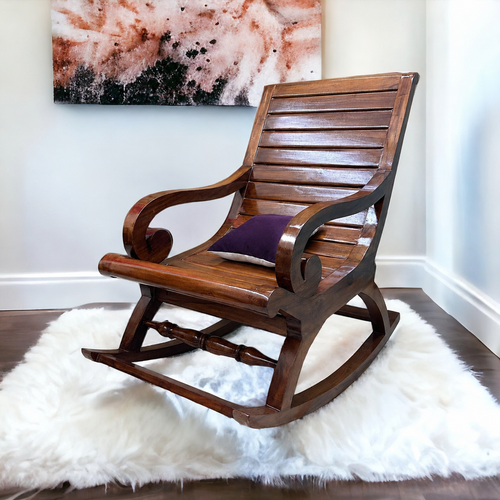 Bloomart Realm Handmade Sheesham Wood Honey Finish Rocking Chair
