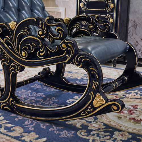 Antique Graceful Hand Carved Rocking Chair with Foot Rest (Teak Wood)