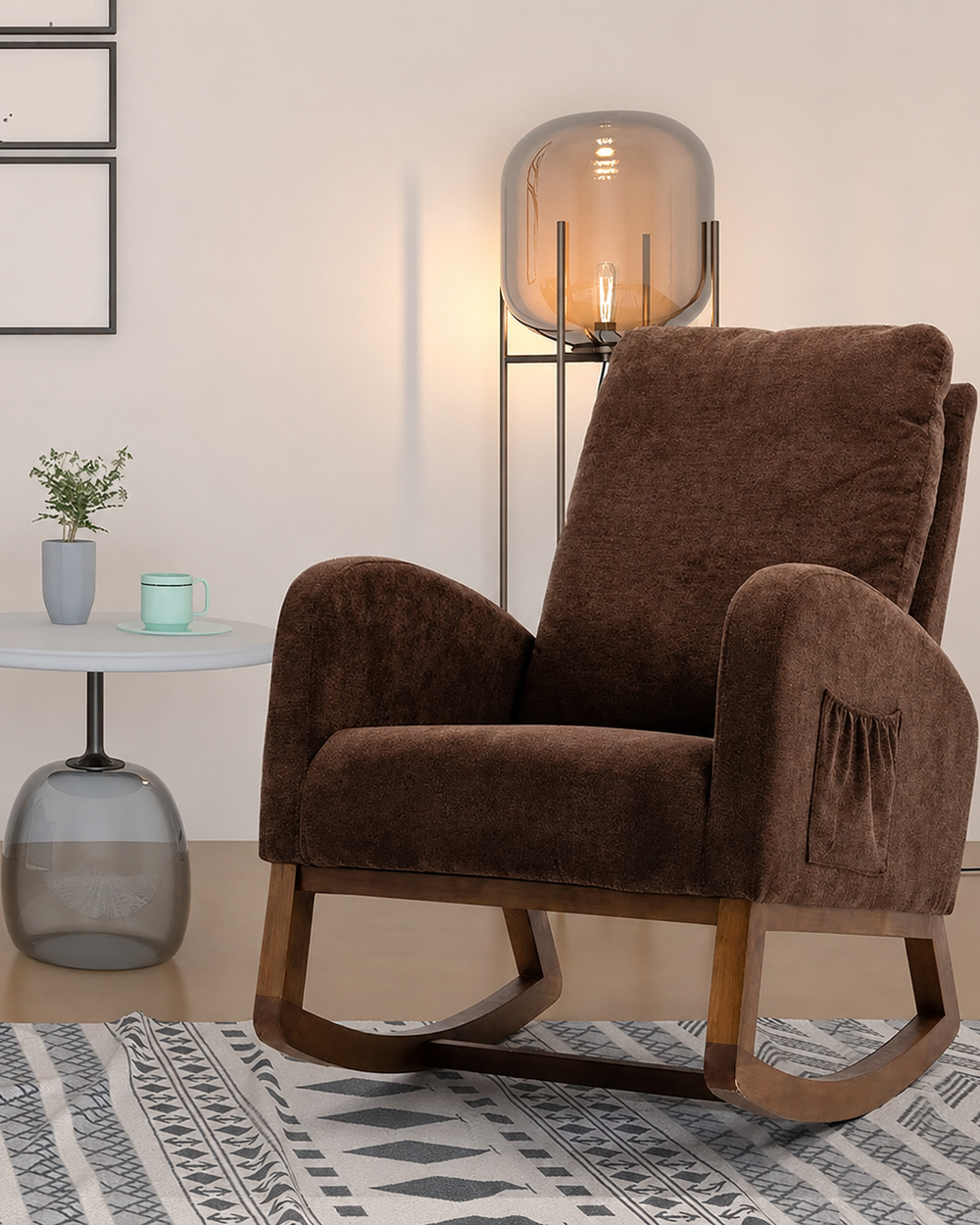 Wooden Glider Rocking Chair (Brown)