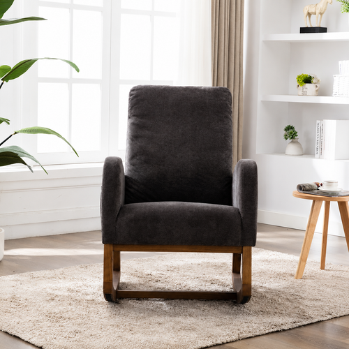 Bloomart Modern Recliner Rocking Chair with Curved Arms and Soft Velvet Fabric