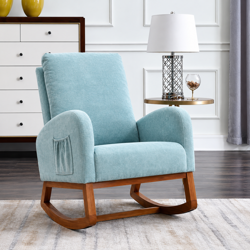 Wooden Glider Rocking Chair (Blue)