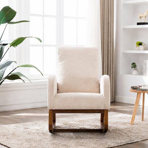 Wooden Glider Rocking Chair (Beige)