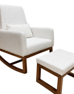 Bloomart Boucle Fabric Comfortable Cushion Nursery Rocking Chair with Ottoman
