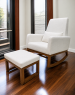 Bloomart Boucle Fabric Comfortable Cushion Nursery Rocking Chair with Ottoman