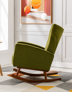 Wooden Velvet Accent Rocking Chair (Grey)