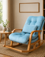 Rocking Chair Colonial and Traditional Super Comfortable Cushion Chair (Natural Polish)