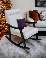 Risco Rocking Chair With Button Tufted Back (Beige)