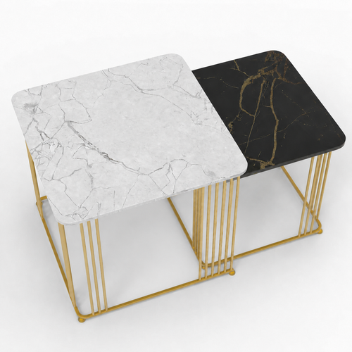 Bloomart Stylish Look Square Wrought Iron Coffee Table ( Set of 2 )