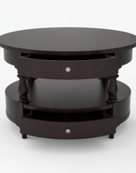 Bloomart 2 Drawer Round Teak Wood Coffee Table ( Brown )