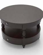 Bloomart 2 Drawer Round Teak Wood Coffee Table ( Brown )