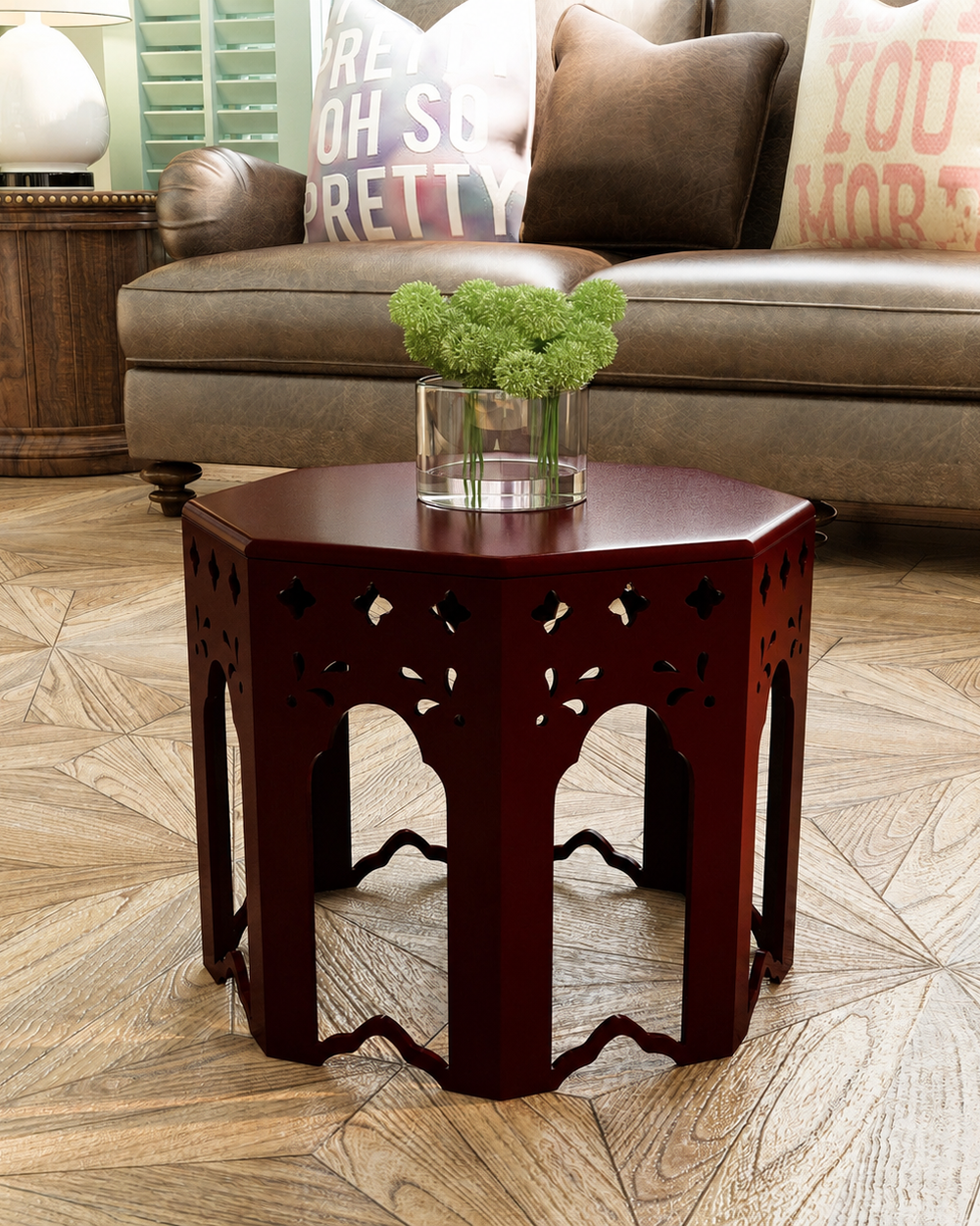 Bloomart Bagnio MDF Wood Octagonal Shape End Table In Walnut Finish